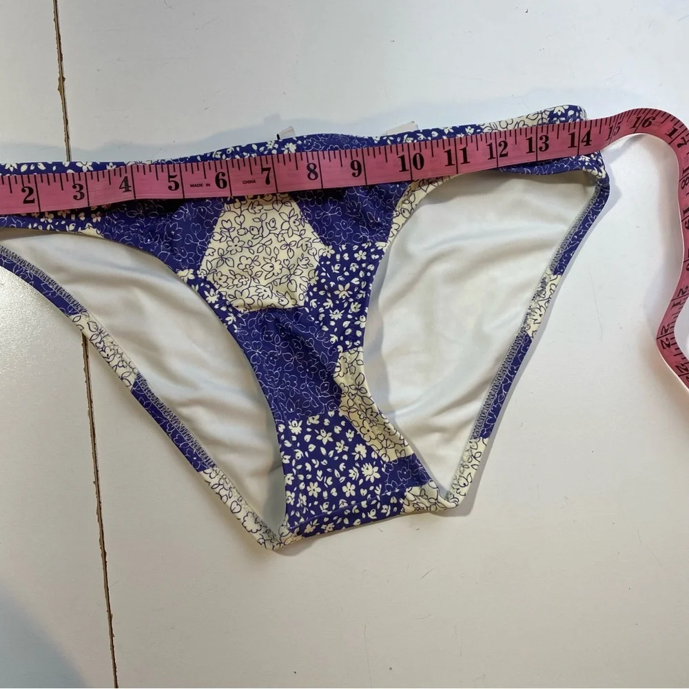 Madewell‎ Blue & White Second Wave Classic Patchwork Floral Bikini Bottoms NWT S